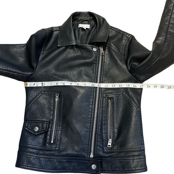 TOPSHOP Vegan Moto Bomber Jacket Size 4 Excellent Condition Zip Up Bikercore - Picture 10 of 13